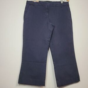 J. Crew Navy Wide Leg Women's Pants Capris 100%Cotton Fried at Hems Line Size 12